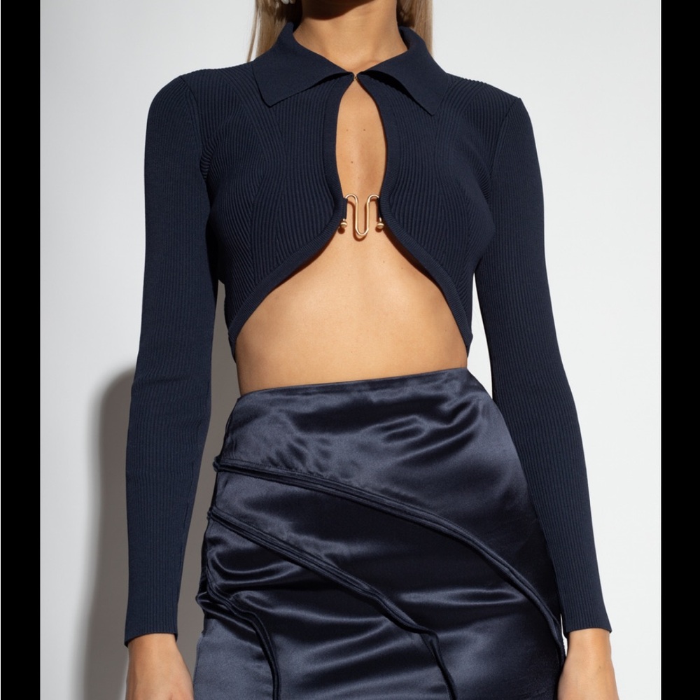 Cult Gaia Viola Ribbed Cropped Top